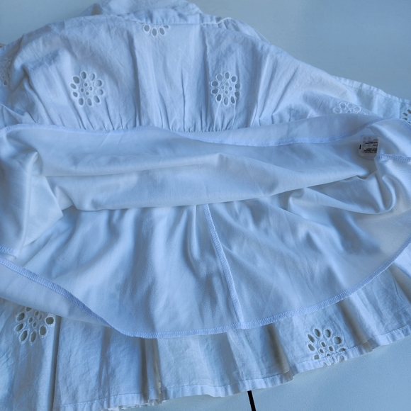 NWT Primark Women’s White Eyelet Knee Length Dress With Puff Sleeves Cotton Sz 0 - Picture 13 of 14